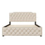 Upholstered Platform Bed With Trundle And 2 Sets Of USB Ports On Each Side, Fabric