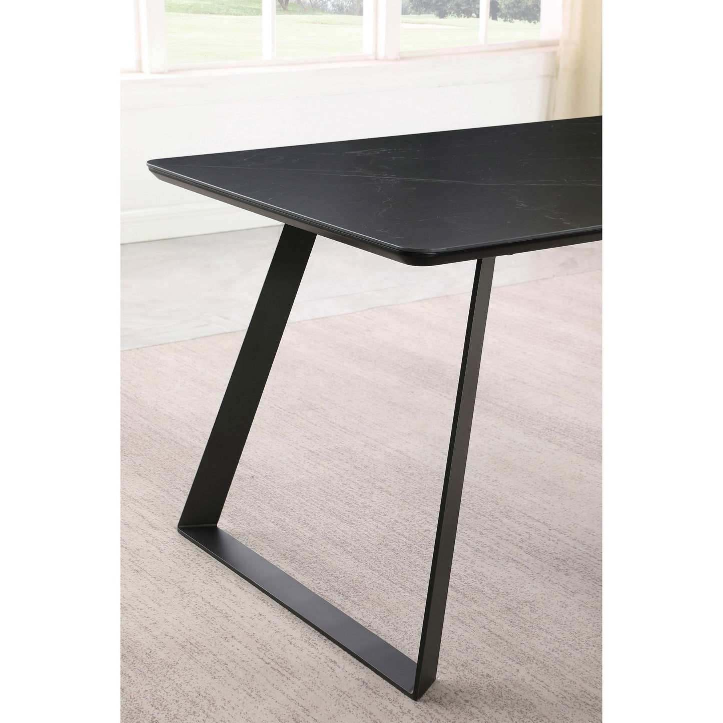 Smith - Rectangular Top Dining Table With 3 Drawers - Black