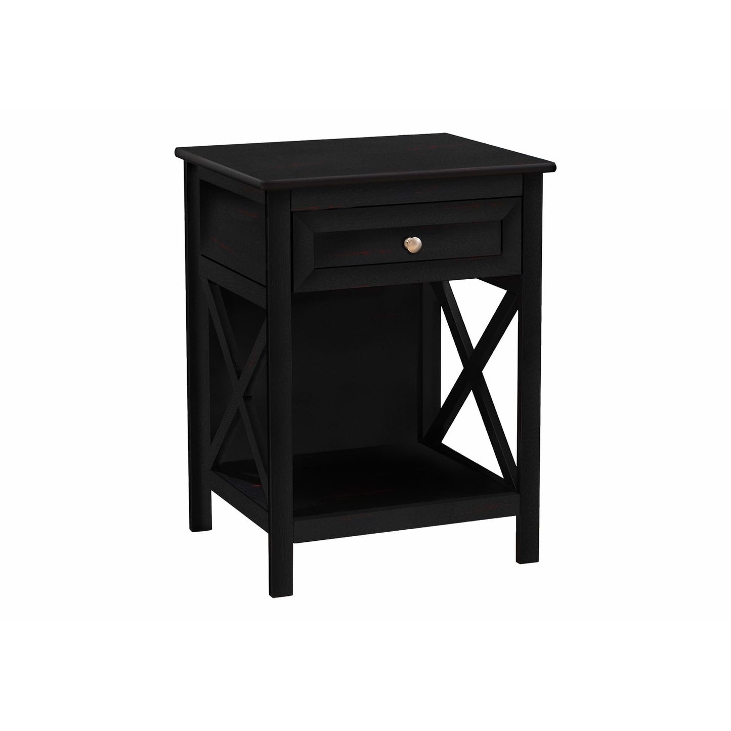 Accent End Table, 2 Tier, Storage Drawer, Transitional Style