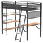 William - Twin Loft Bed 3 Shelf With Built In Desk - Matte Black