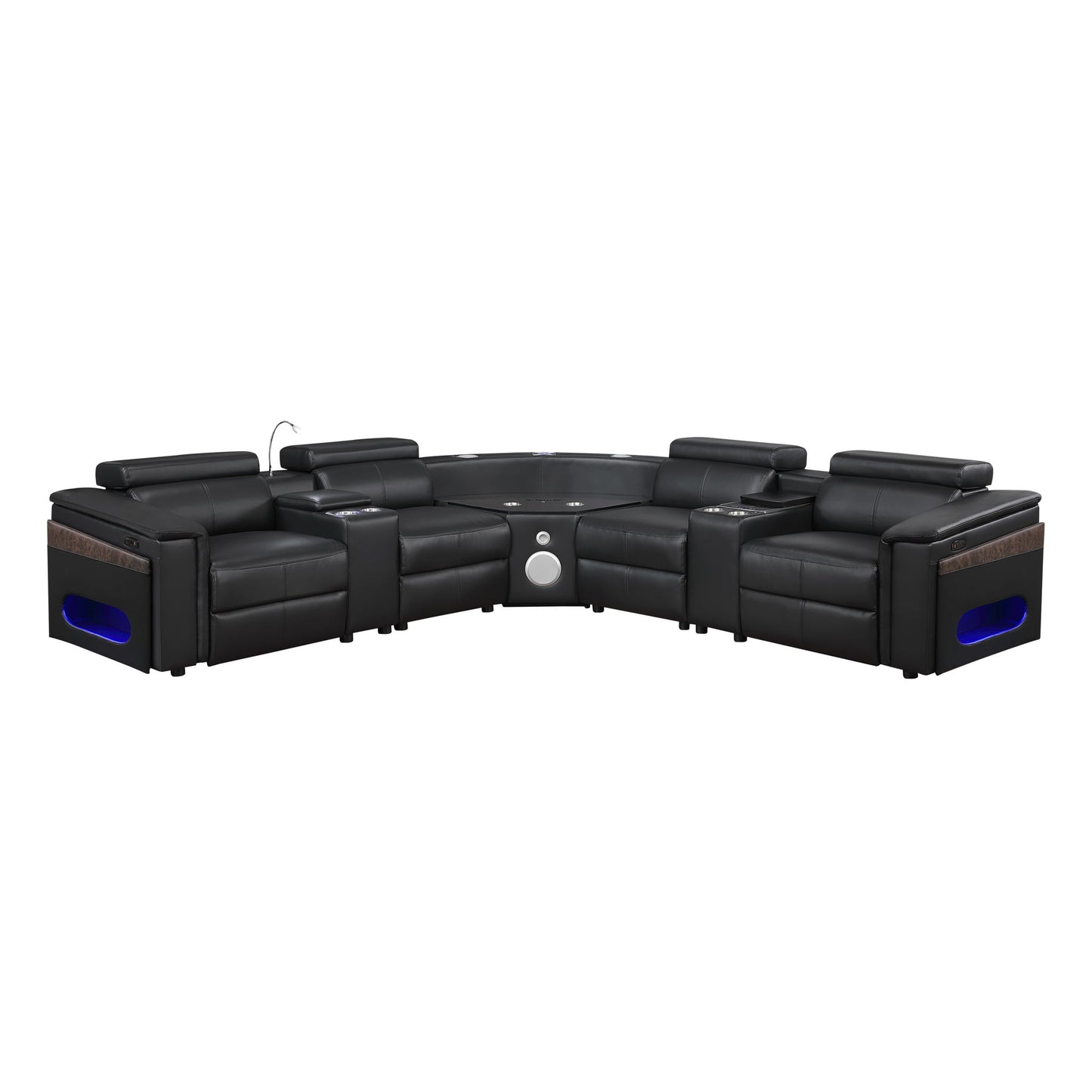 Nova - Sectional With Bluetooth Speaker, LED And Lifting Wine Cabinet