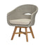 Modern Coastal Rattan Dining Chairs, (Set of 2), Solid Wood Legs - Beige