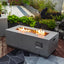 Propane Gas Fire Pit Table, 50000 Btu Rectangular With Glass Wind Guard For Outside - Gray