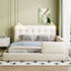 Queen Size Upholstered Platform Bed With 2 Reading Lights - White