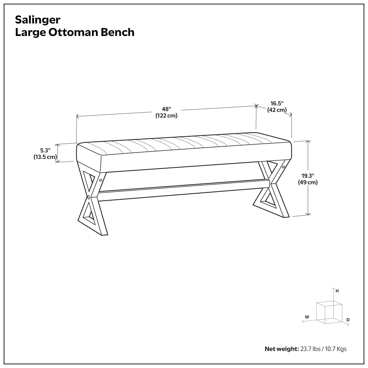 Salinger - Large Upholstered Ottoman Bench