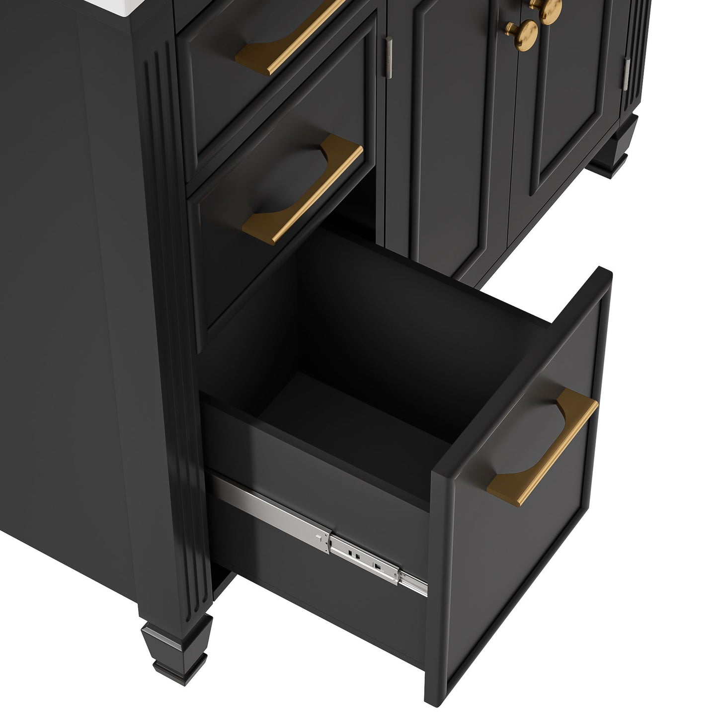 Bathroom Vanity With Sink, 1 Tip Out Drawer, 3 Side Drawers, Adjustable Shelf