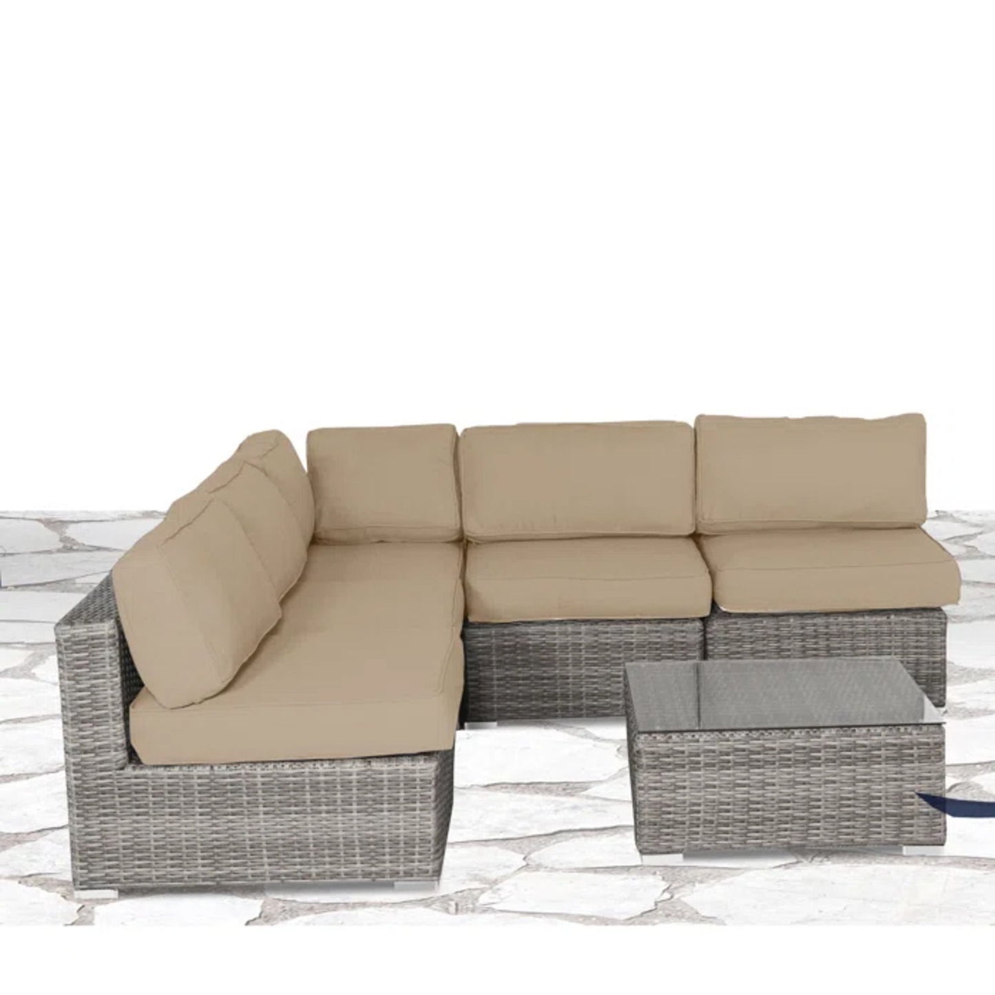 Seating Set With Cushions Handcrafted Wicker Design