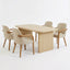 5 Piece Indoor Dining Set With Fluted Table & Chairs - Khaki / Light Oak / Natural