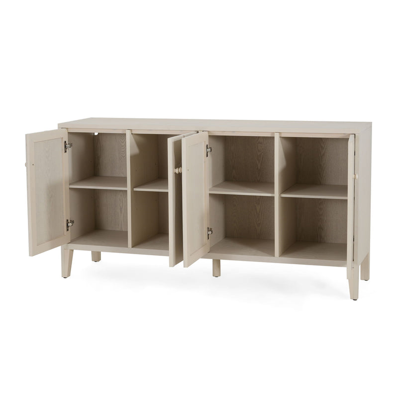 Wood Sideboard With Adjustable Shelves And Storage Cabinet - White Washed
