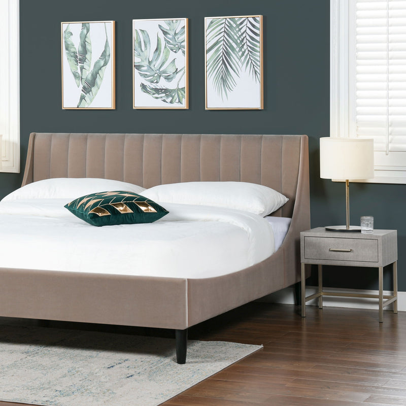 Aspen - King Vertical Tufted Headboard Platform Bed Set - Mink