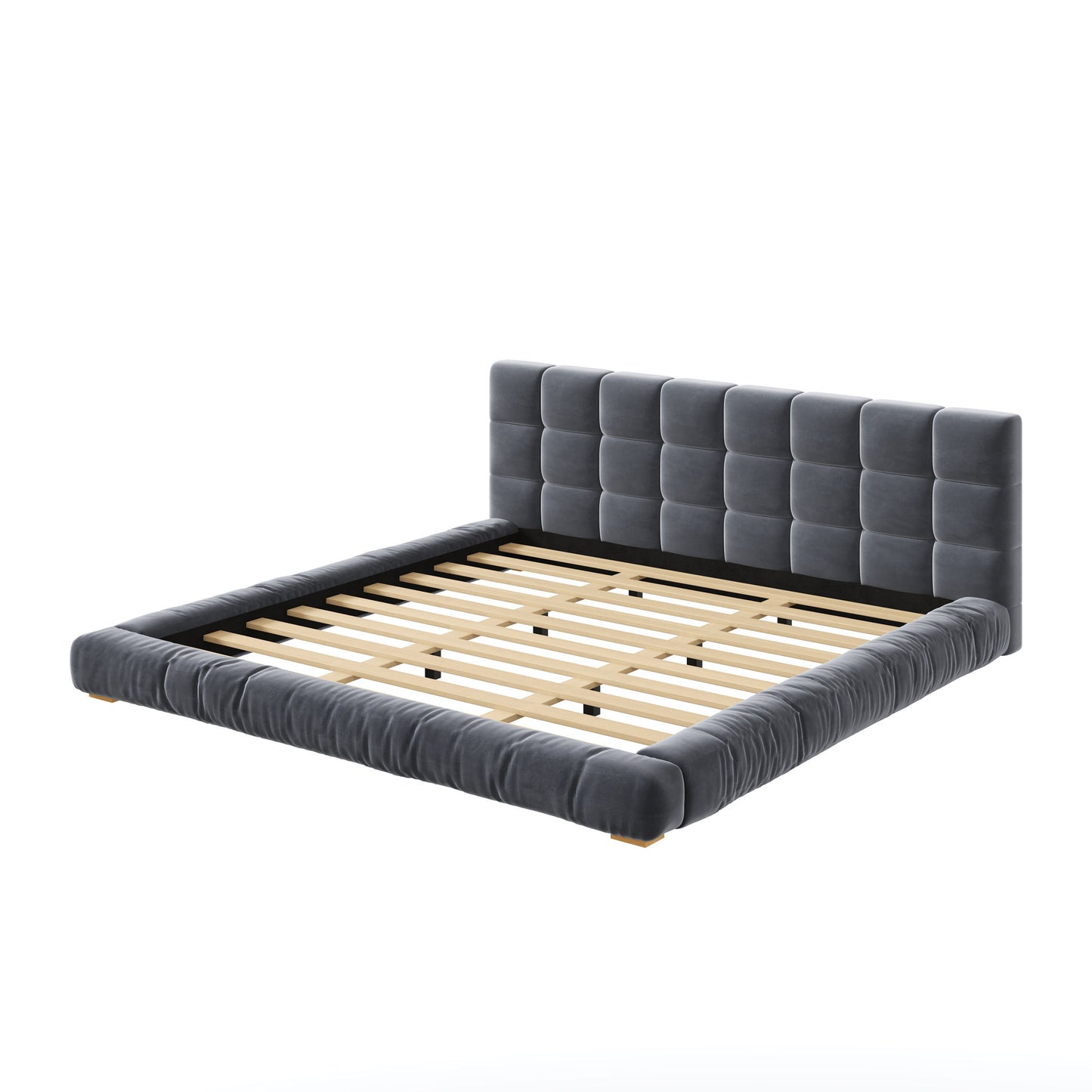 Upholstered Platform Bed Frame With Tufted Headboard