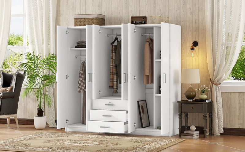 6 Doors Wardrobe Storage For Bedroom, With Big Drawers