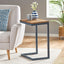 C Shaped End Table With Iron Base And Fir Wood To