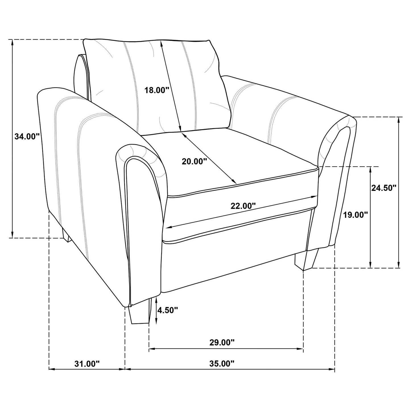 Dixon - Upholstered Rolled Arm Accent Chair - Gray