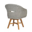 Modern Coastal Rattan Dining Chairs, (Set of 2), Solid Wood Legs - Beige