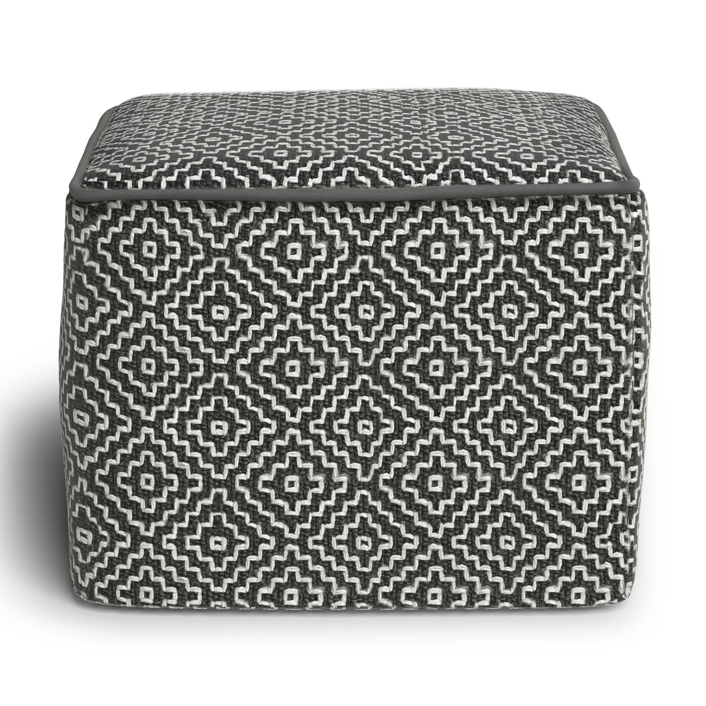 Briella - Square Woven Outdoor / Indoor Pouf - Gray / White
