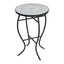 Outdoor Round Side Table With Mosaic Style Top And Curved Iron Legs