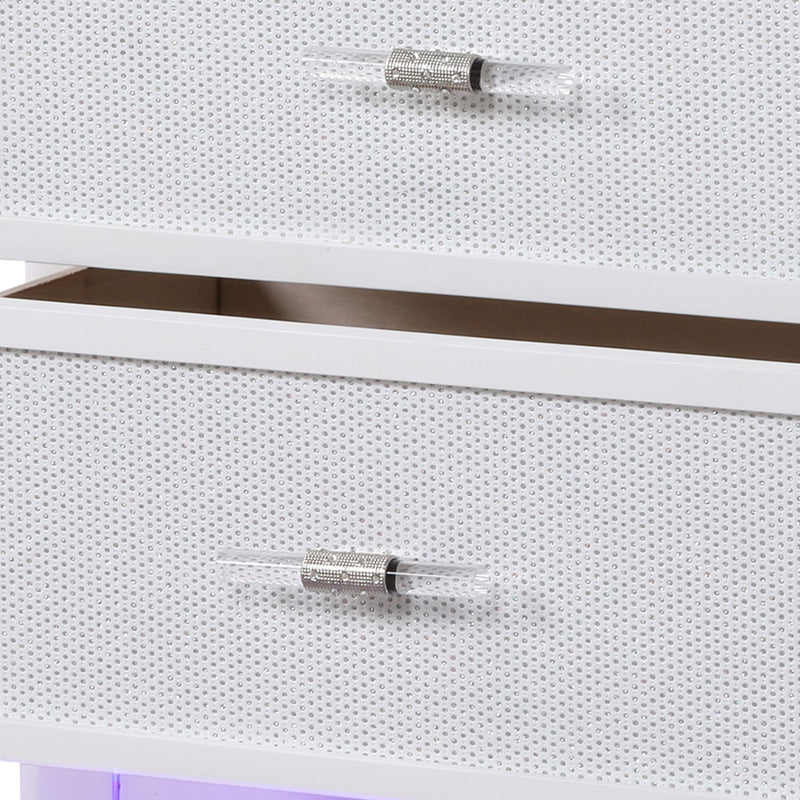 Opium - 2 Drawer Nightstand With LED Lights - White