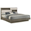 Eastern King Bed Bookcase Headboard With Hidden Storage - Oak