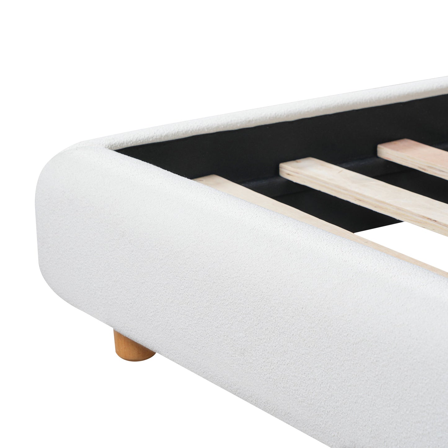 Modern Upholstered Bed Frame With Wingback Headboard