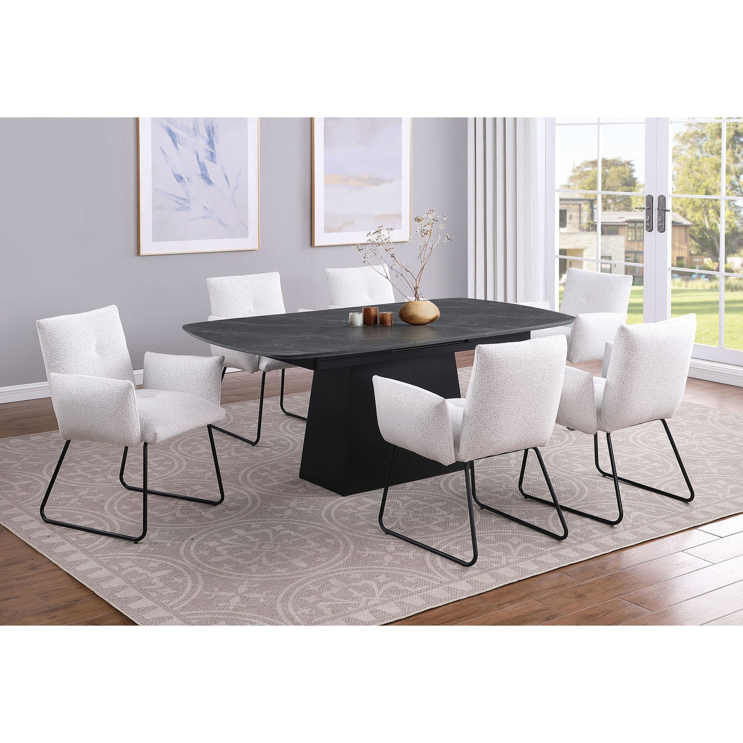 Idlewild - Extension Leaf Dining Table With Tapering Pedestal Base - Black