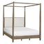 Queen Canopy Bed Frame With Upholstered Headboard - Brown