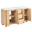 Double Sink Bathroom Vanity With Sinks, Soft Close Doors & 3 Drawers - Wood