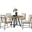 Tate - Round Dining Table With Cream Color Upholstered Chairs (Set of 5) - Oak Finish