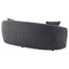 Luxe Upholstered Curved Sofa With Trim And Diamond Quilting - Dark Gray