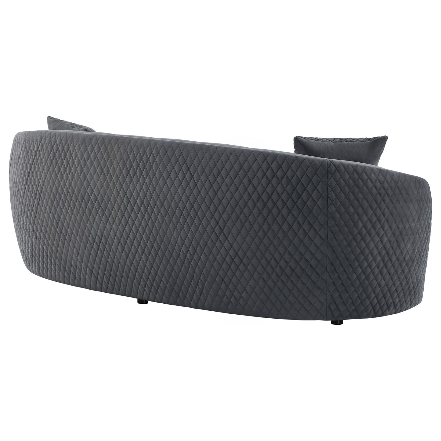 Luxe Upholstered Curved Sofa With Trim And Diamond Quilting - Dark Gray