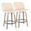 Toriano - Contemporary Fixed Height Counter Stool With Swivel & Round Footrest (Set of 2)