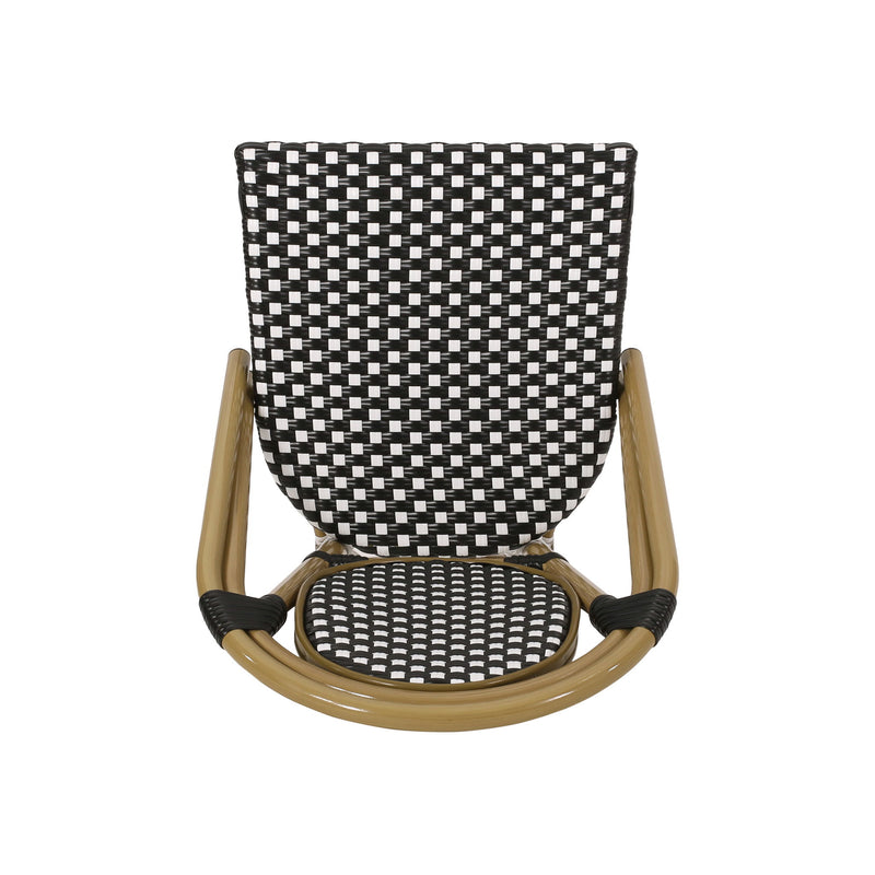 Outdoor Rattan And Aluminum French Bistro Chair Set