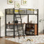 Loft Bed & 3 Layers Of Shelves And L-Shaped Desk