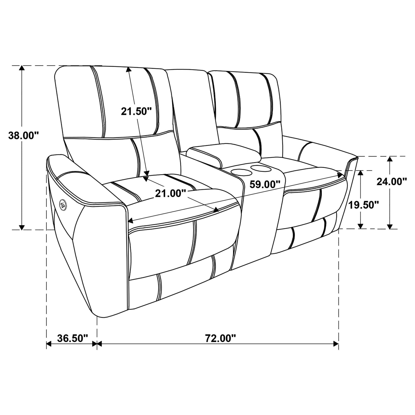 Denson - Power Reclining Loveseat With Console And USB Port
