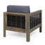 Outdoor Acacia Wood Club Chair With Wicker Accents