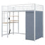 Loft Bed With Desk, Shelves, Power Outlet, LED Light And Wardrobe