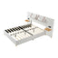Upholstered Platform Bed, 2 Outlets And USB Charging Ports On Both Sides, 2 Bedside Pillows, Storage Shelves