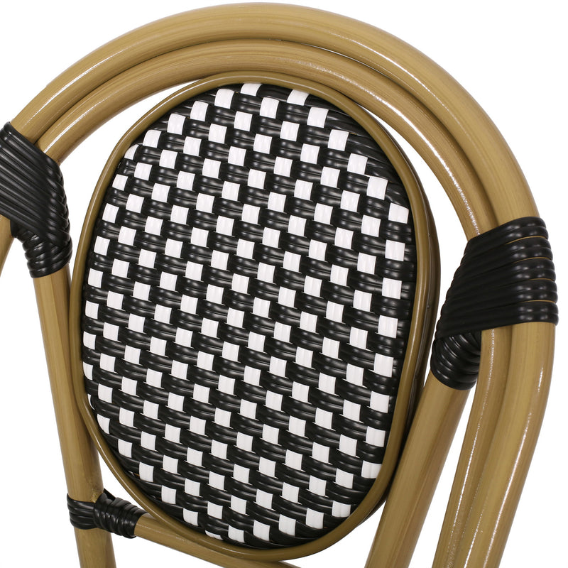 Outdoor Rattan And Aluminum French Bistro Chair Set