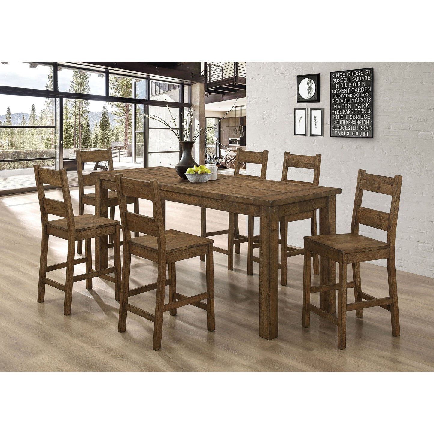 Amarillo - Rectangular Counter Height Dining Table - Rustic Brown
