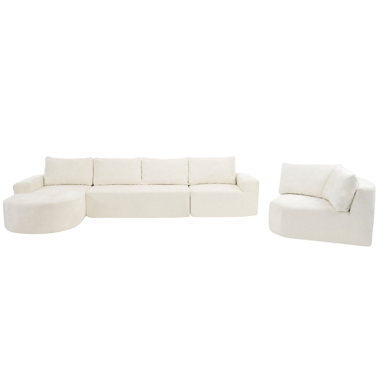 Modular Cloud Sectional Sofa Set, U-Shaped Upholstered Couch With Deep Seat