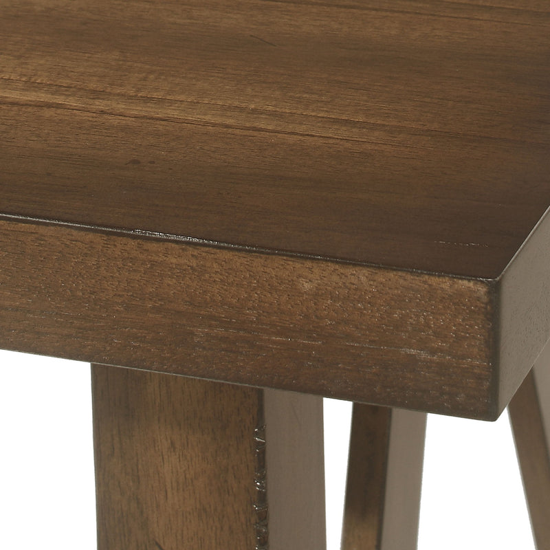 Farmhouse Style Dining Table With Wood Like Top