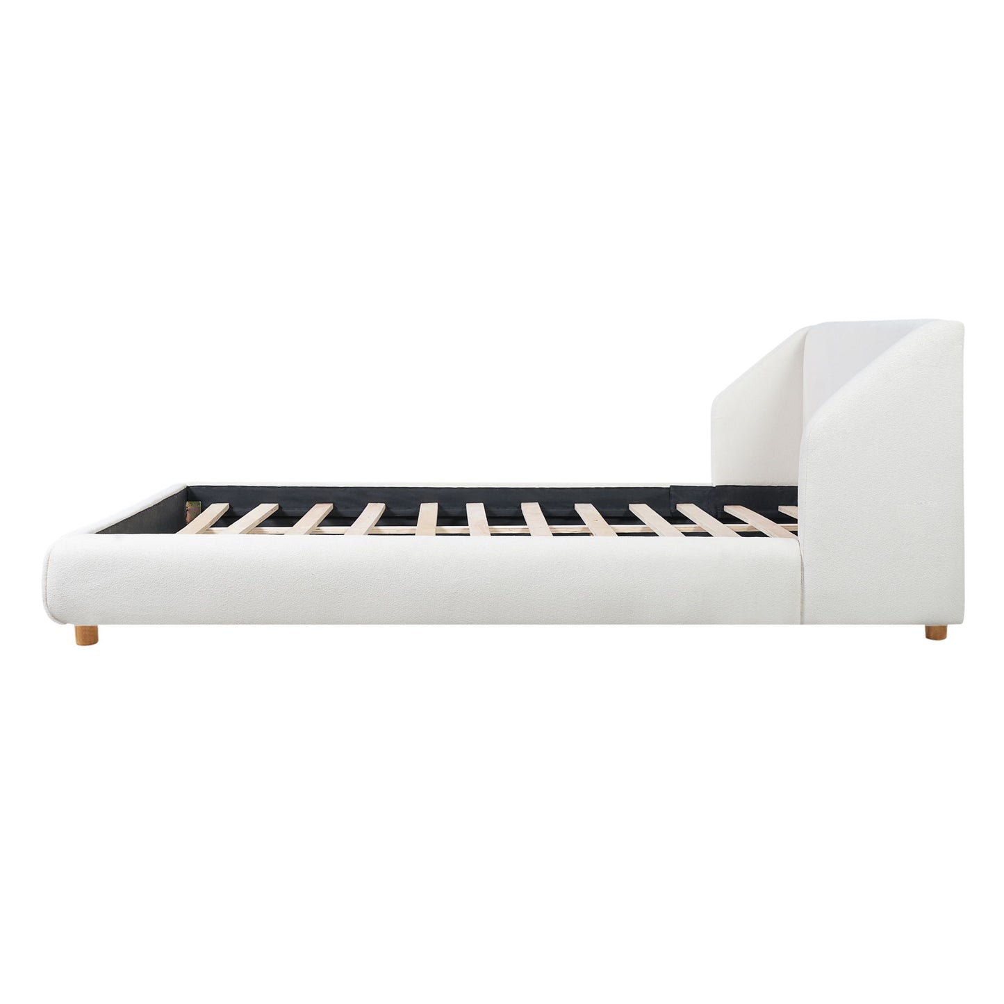 Modern Upholstered Bed Frame With Wingback Headboard