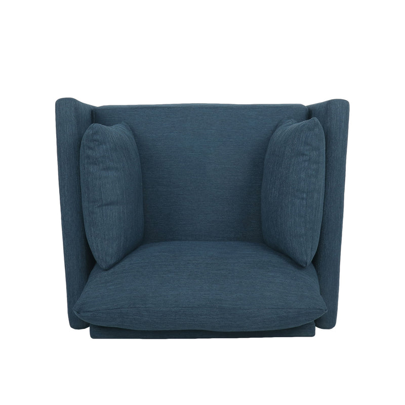 Luminate - Upholstered Fabric Club Chair With Tapered Legs And 2 Accent Pillows - Navy Blue