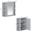 Bathroom Wall Storage Cabinet With Mirror And Adjustable Shelf, 6 Open Shelves