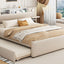 Upholstered Platform Bed With Reading Lights, Drawers, Trundle And Shelves