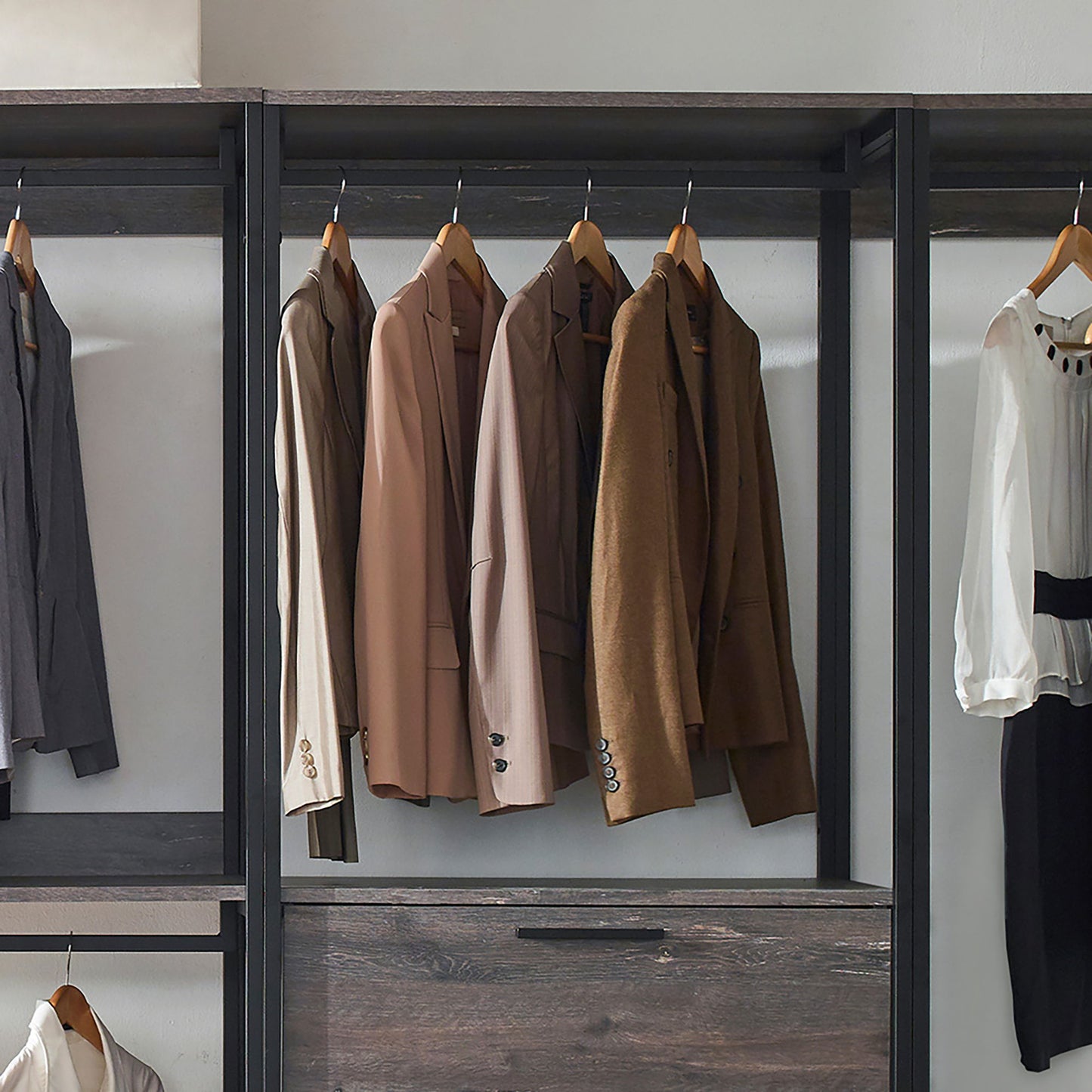 Monica - Modular Design Walk-In Closet System - Rustic