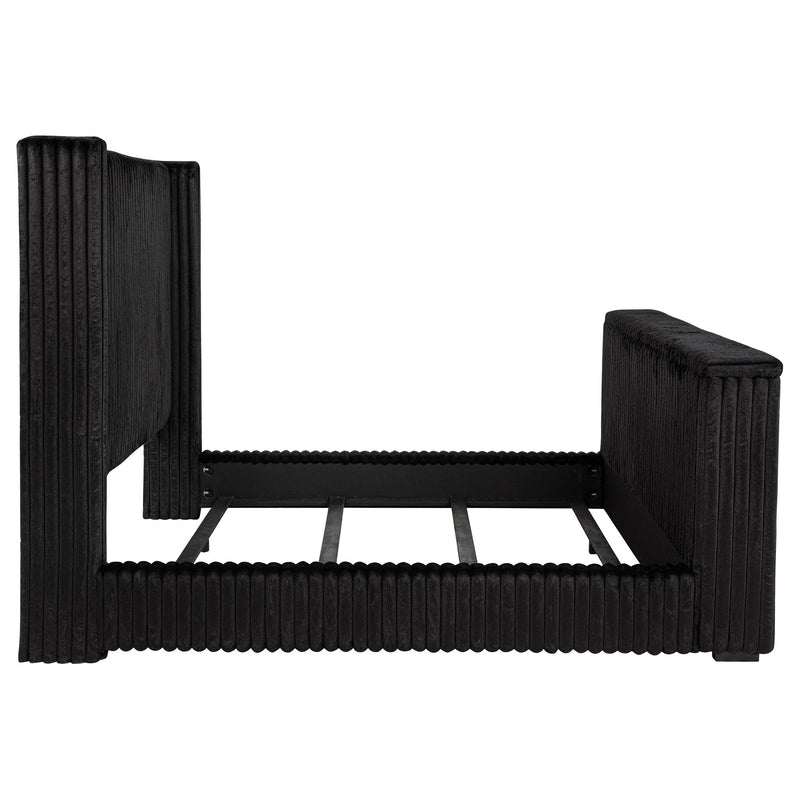 Lyman - Eastern King Wingback TV Bed With Integrated TV Lift And Power Strip - Black