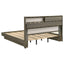 Eastern King Bed Bookcase Headboard With Hidden Storage - Oak
