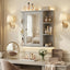 Bathroom Wall Storage Cabinet With Mirror And Adjustable Shelf, 6 Open Shelves