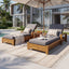 Chaise Lounge With Armrests, 2 Fold Cushion Set, 3 Position Adjustable Backrest, For Patio Pool - Dark Gray / Teak